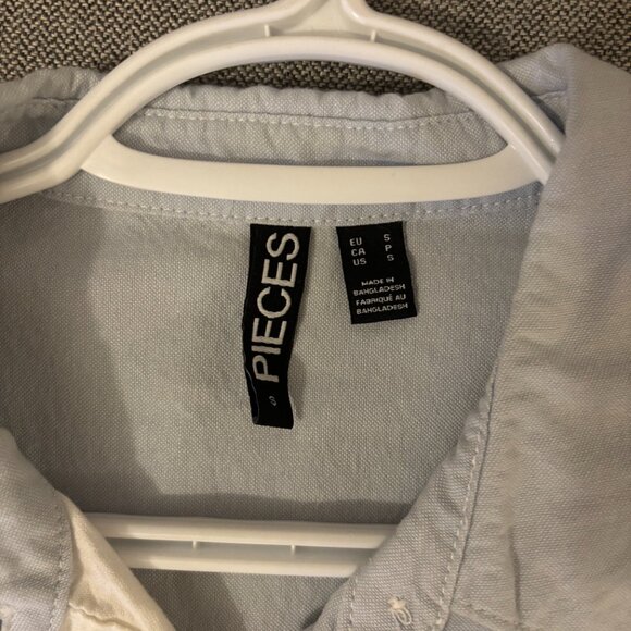 PIECES Oversized Two-Tone Shirt – Size S - Picture 2 of 7